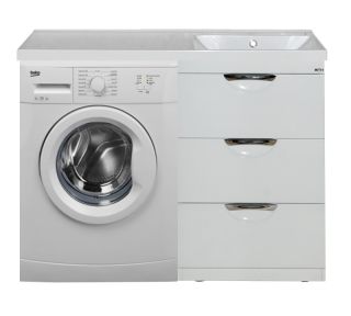 Напольная тумба под раковину Misty Куба под стиральную машину 50см белый